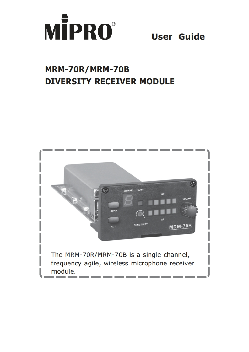 miproMRM70B-MRM70R操作说明书手册