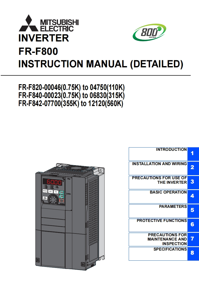 mitsubishi-f800-安装操作说明书手册
