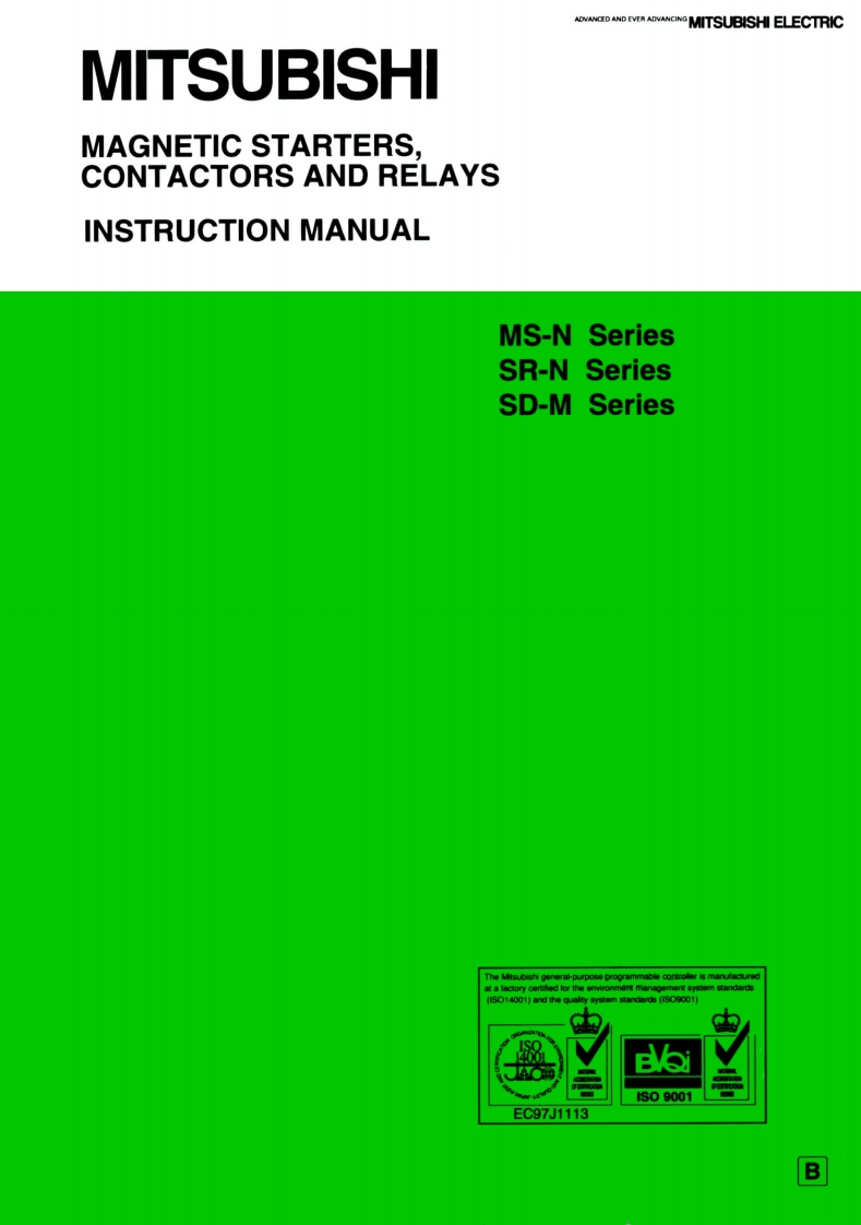 mitsubishi-sn-contactor-安装操作说明书手册