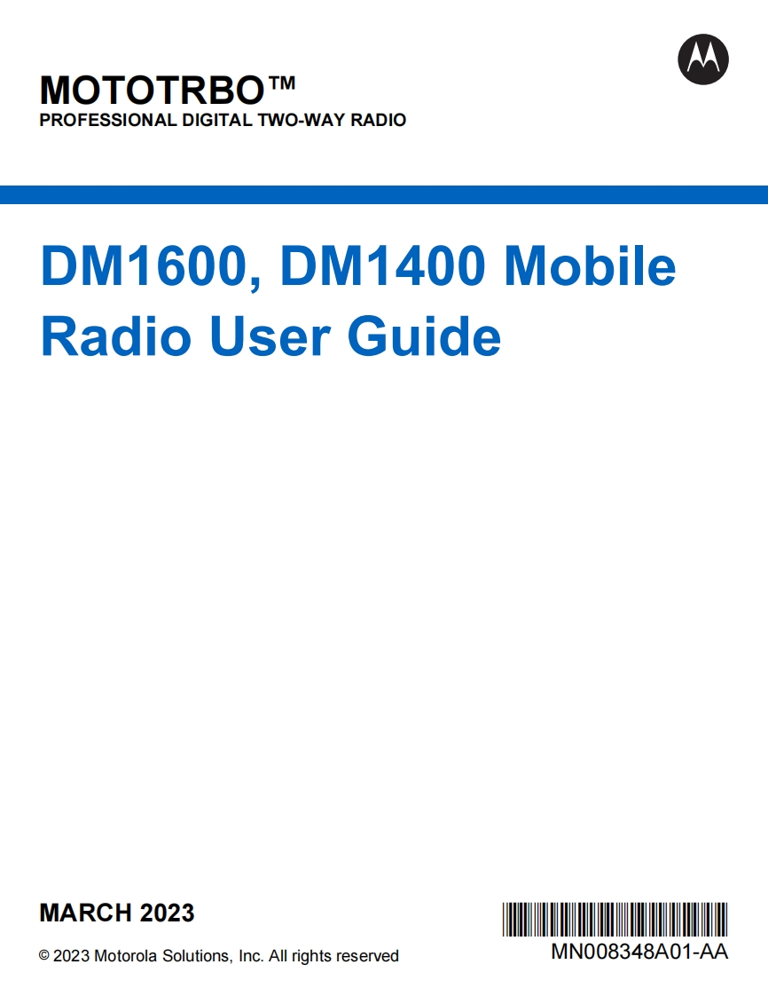 mototrbo-dm1000-series-user-guide操作说明书手册