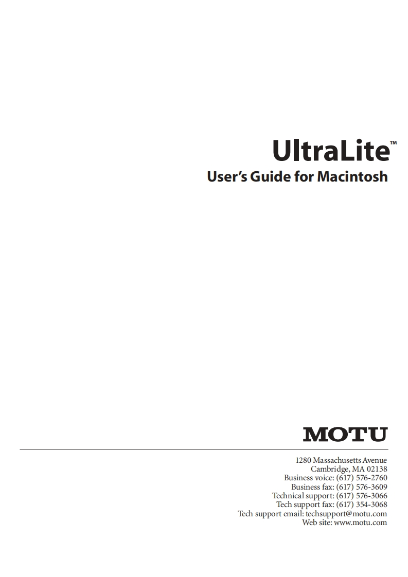 motuULTRALITEMK3MAC操作说明书手册