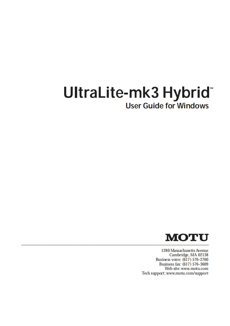 motuULTRALITEMK3WIN操作说明书手册