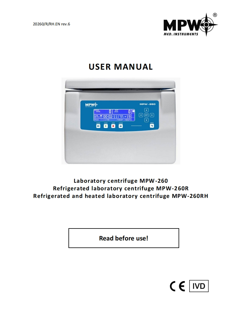 mpw-centrifuges-mpw260-series_操作说明书手册