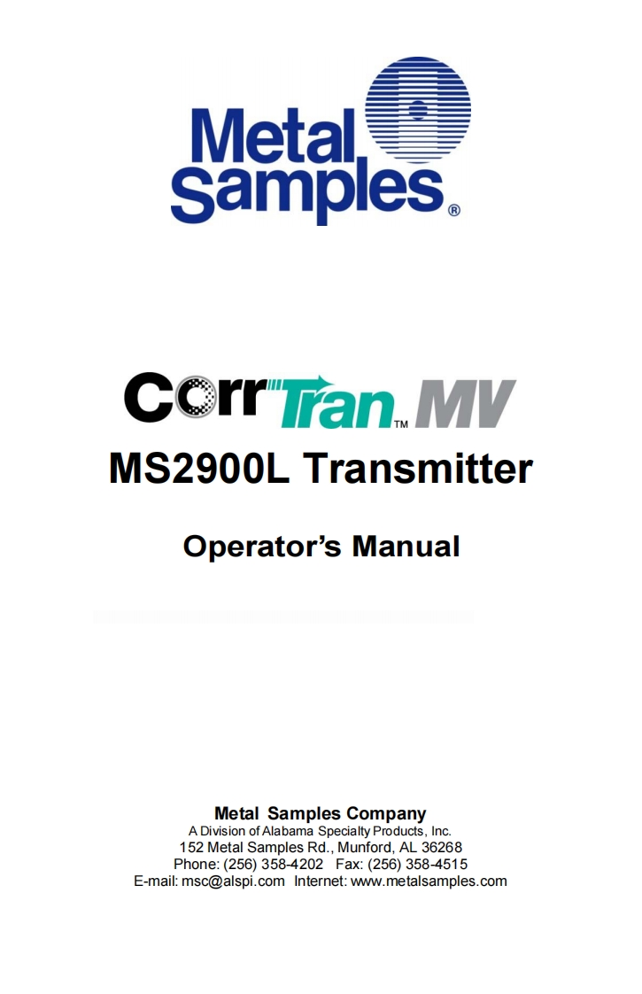 ms2900L-CorrTran-MV-使用说明书手册