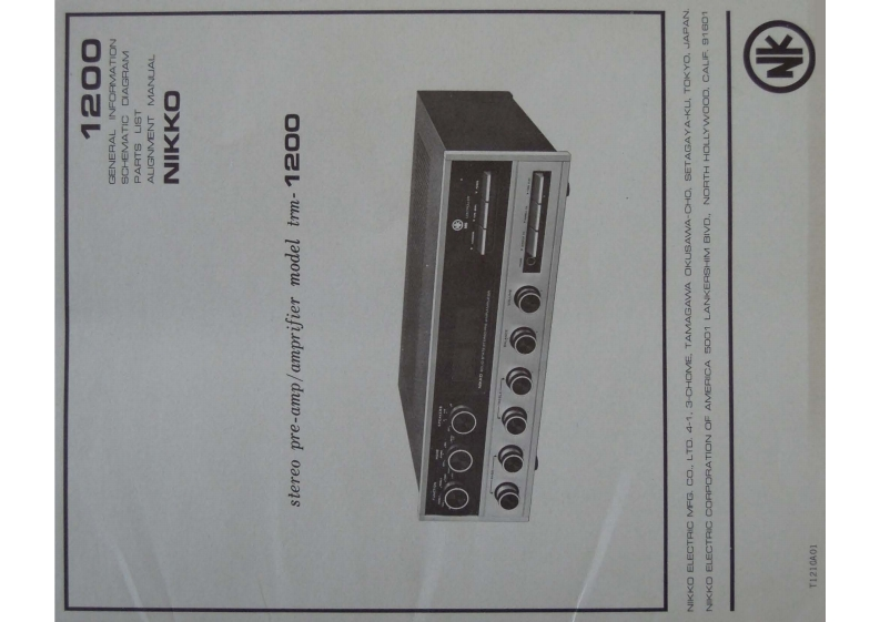 nikkotrm1200smanual维修电器原理图