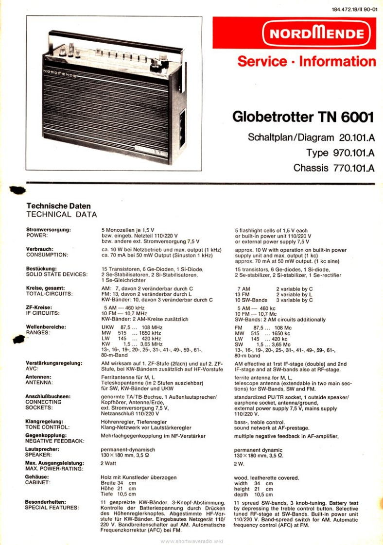 nordmende-globetrotter-tn6001-维修说明书手册