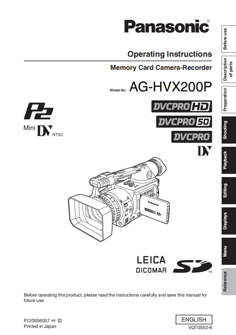 panasonic_AGHVX200使用说明书手册