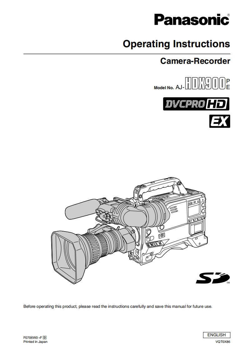 panasonic_AJHDX900使用说明书手册