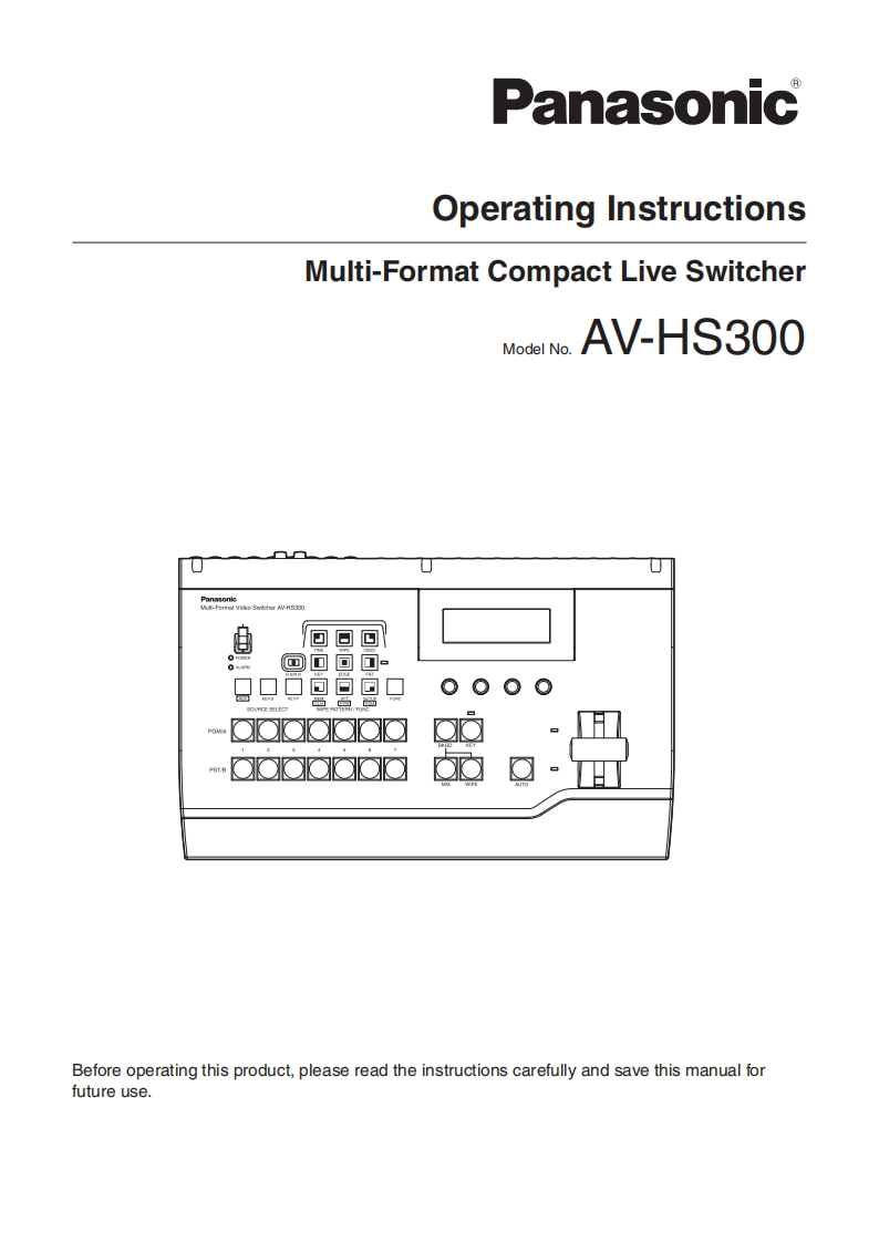 panasonic_AV-HS300使用说明书手册