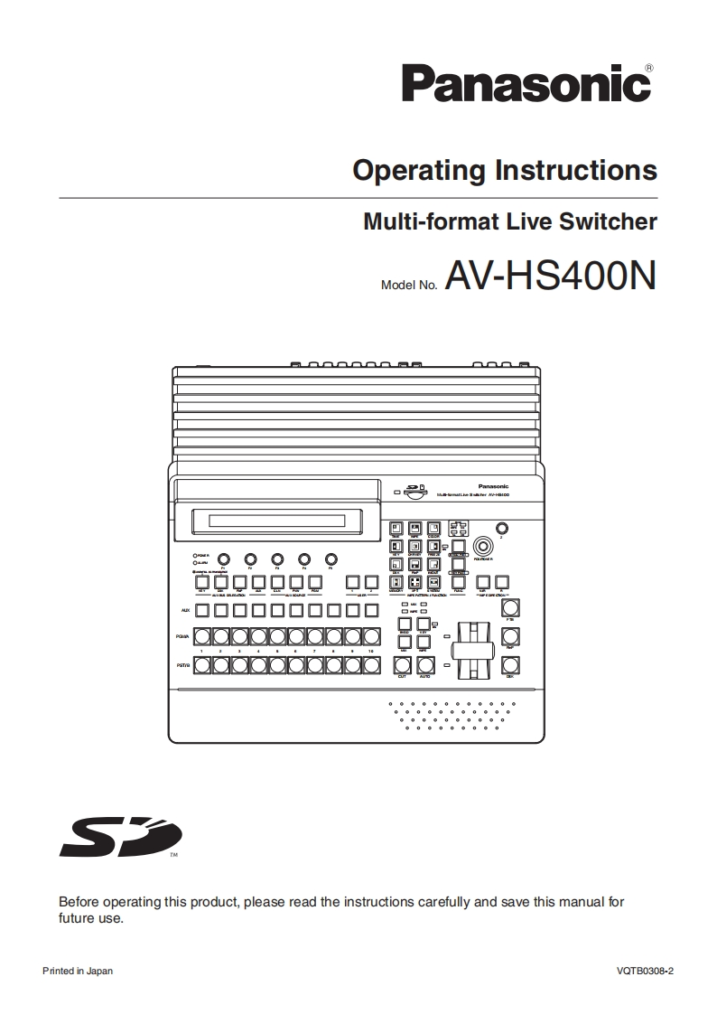 panasonic_AV-HS400N使用说明书手册