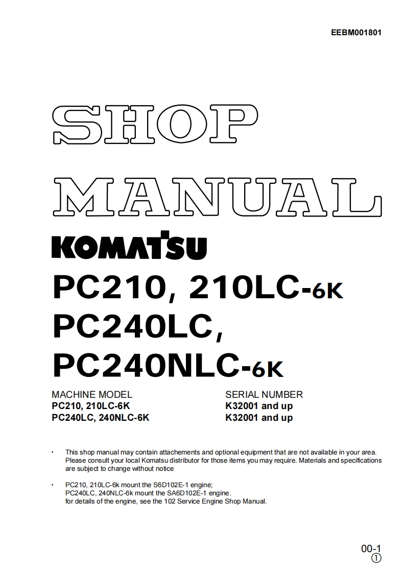 pc210_pc240-6k_s_3200up_维修维护手册