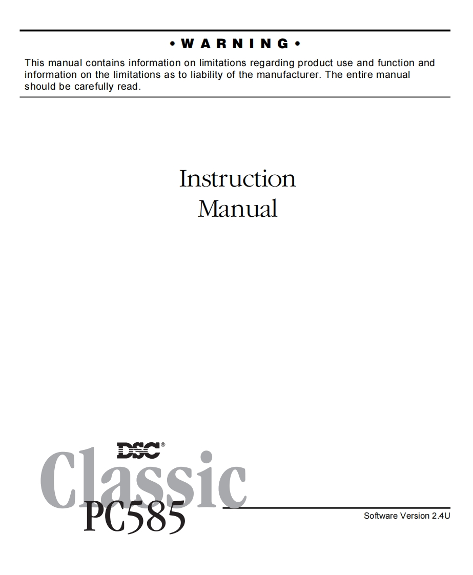 pc585_Instruction_manual安装调试说明书手册