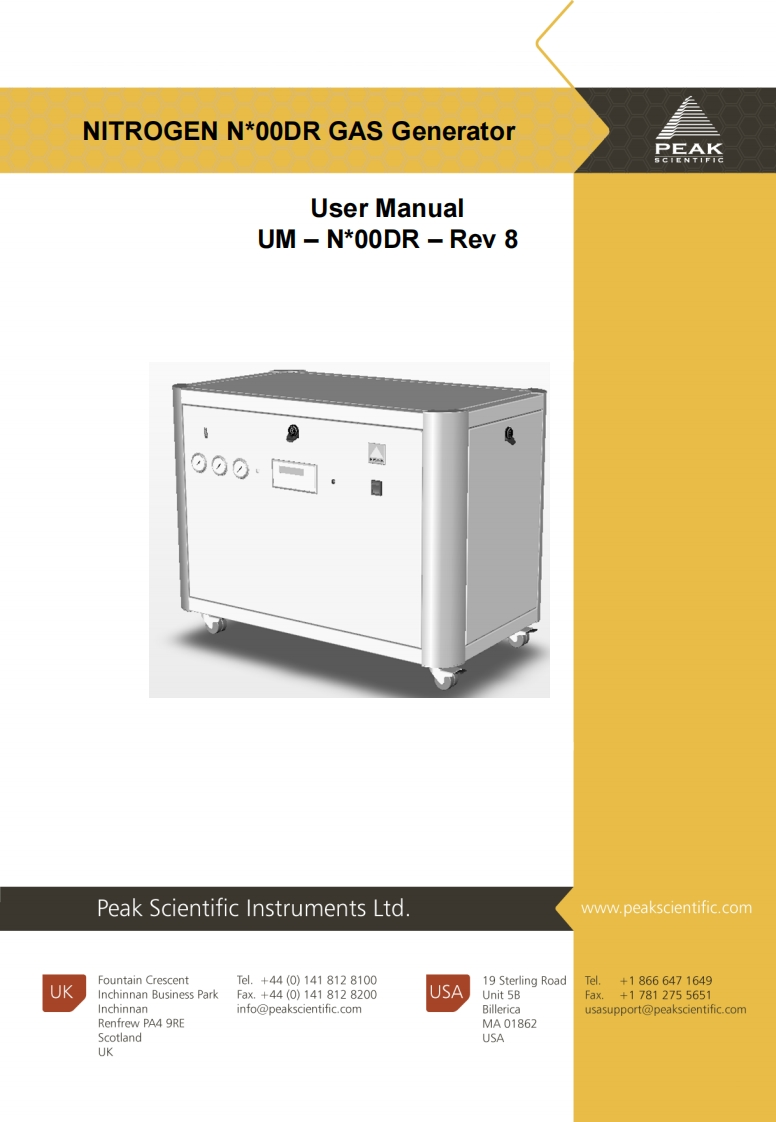 peak-scientific-nx00dr-操作说明书手册