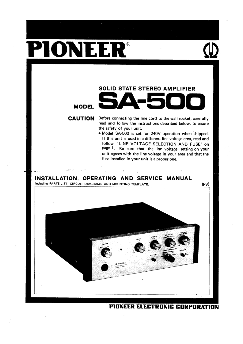 pioneer-sa-500_amplifier维修电器原理图