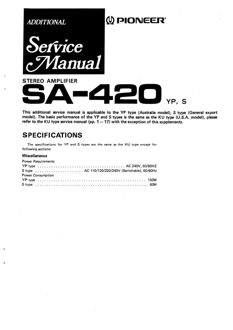 pioneer-sa420v2r维修电器原理图