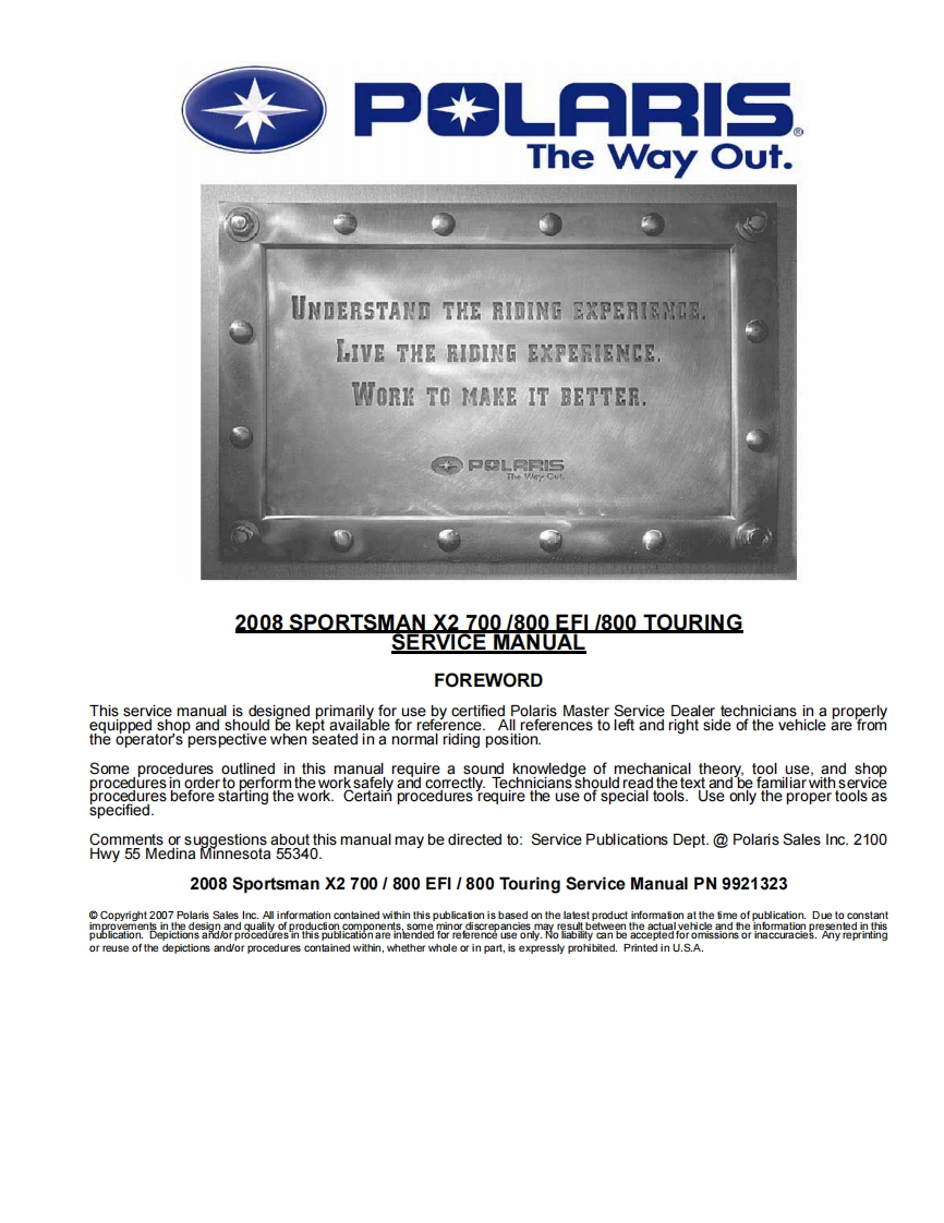 polaris-sportsman-x2-700-800-efi-800-touring-service-manual维修维护手册