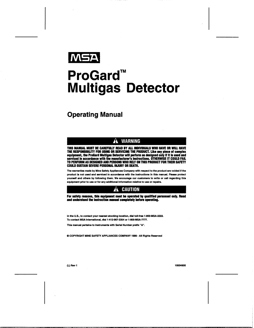 progard-multigas-detector_调试手册说明书指南
