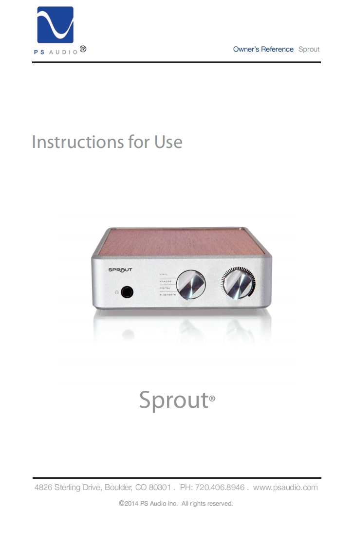 ps-audio-sprout-操作说明书手册