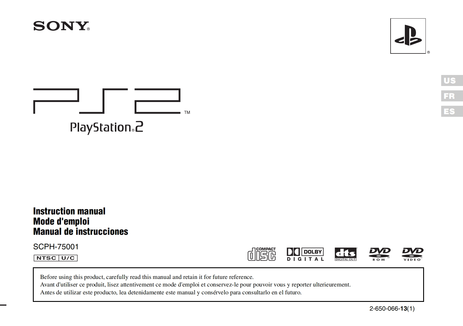 ps2-SCPH-75001CB使用说明书手册