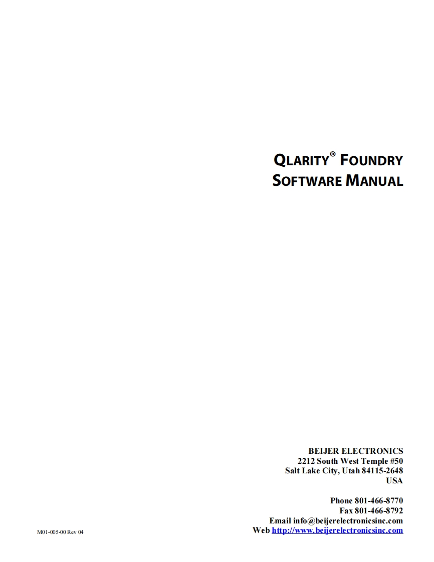 qlarity_foundry_user_维修维护说明书手册
