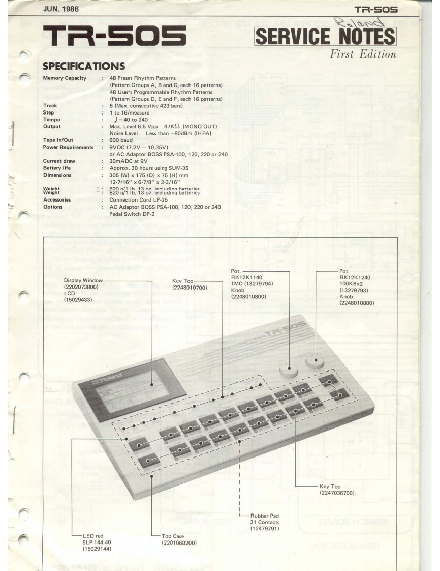 roland-tr505-维修电器原理图手册