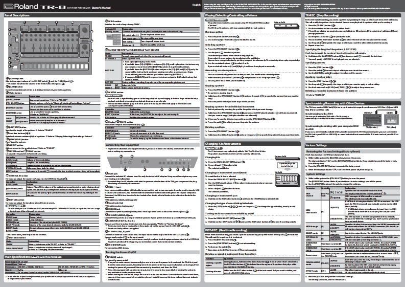 roland-tr8-使用说明书手册