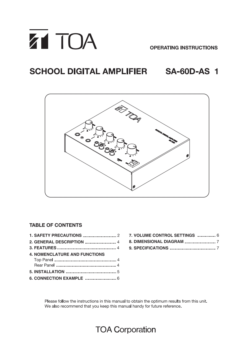 sa-60d-school-digital-amplifier-使用说明书手册