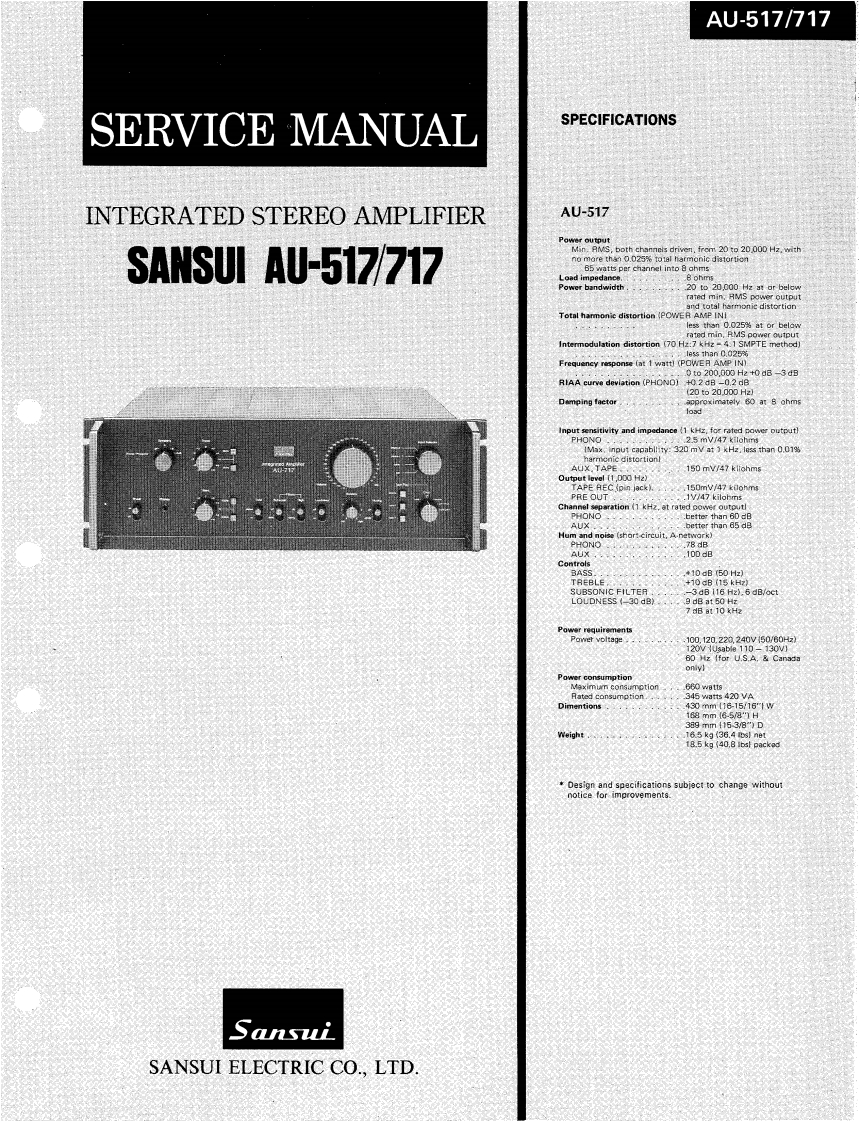 sansui--au-517--维修电器原理图手册--ID4859