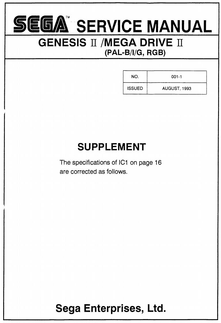sega_service_manual_supplement_-_genesis_ii_-_mega_drive_ii_pal-b-i-g_rgb_no_001-1_august_1993