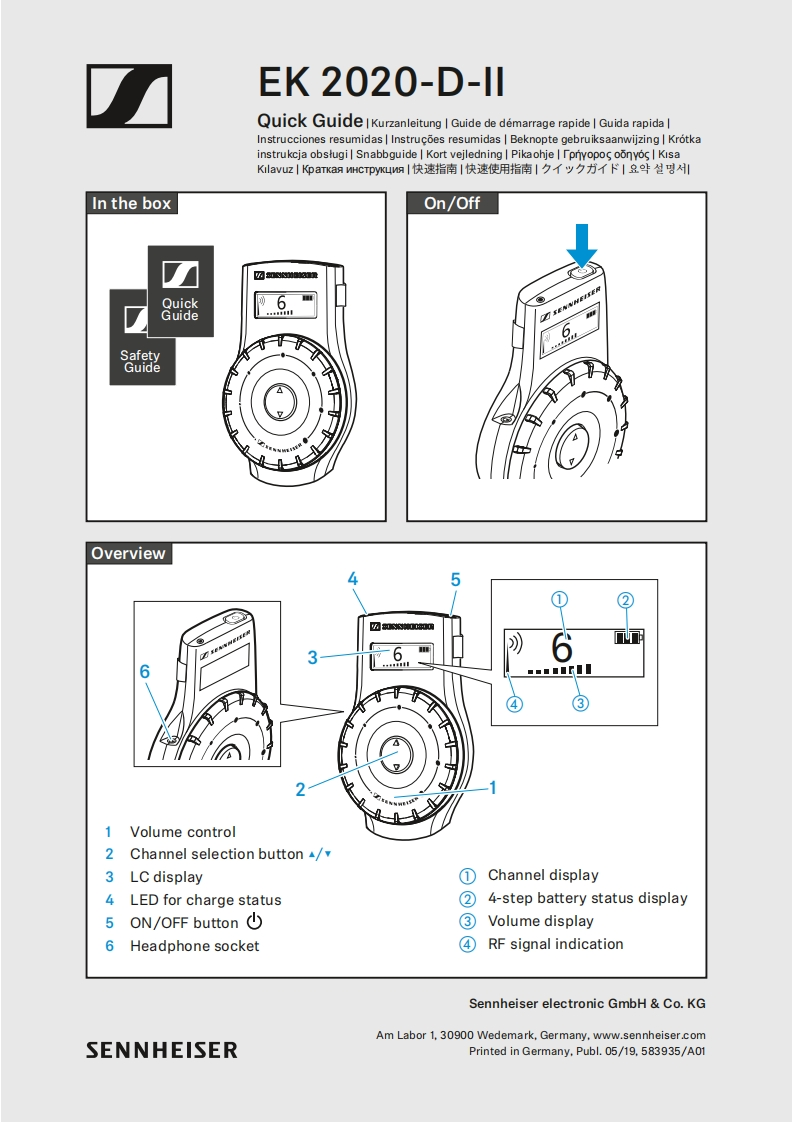 sennheiserEK2020DII操作说明书手册