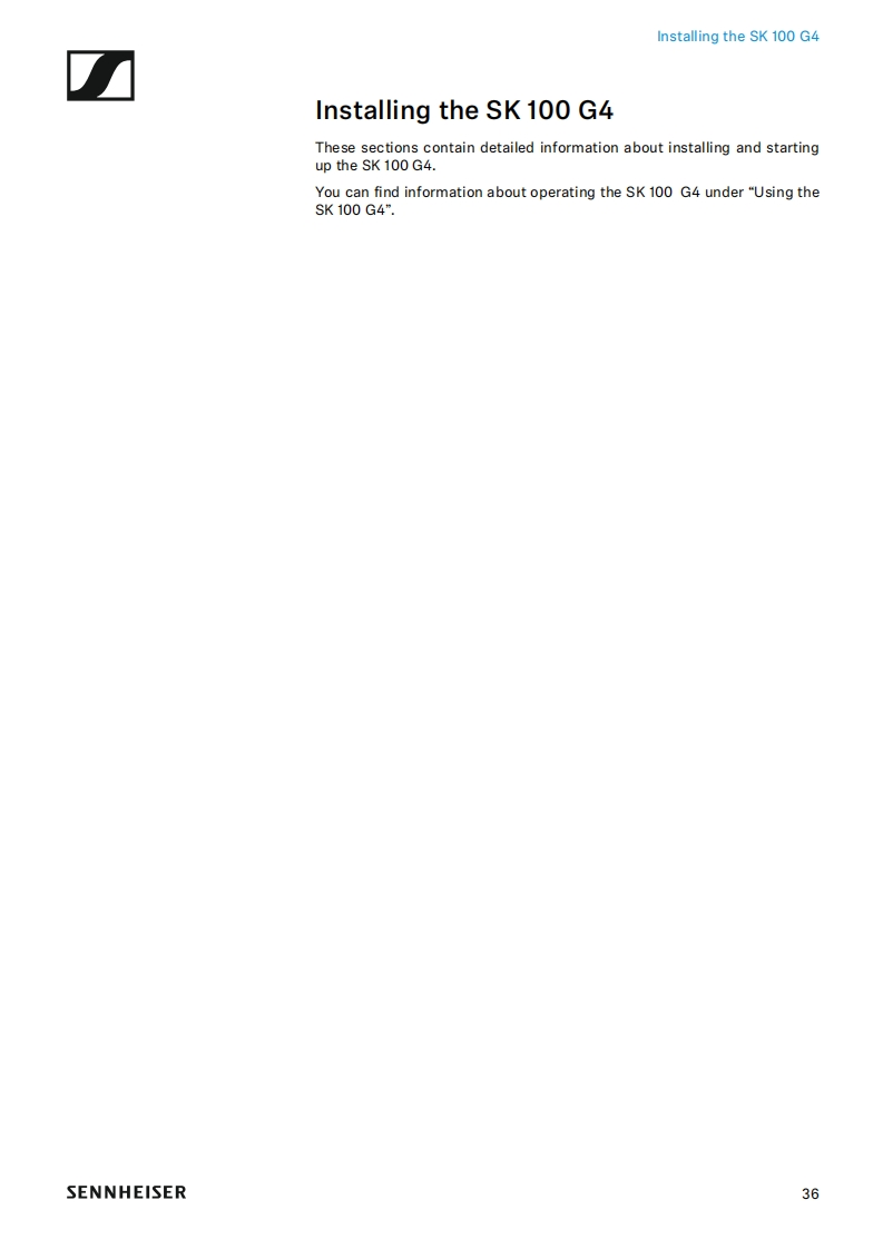 sennheiserSK100G4操作说明书手册