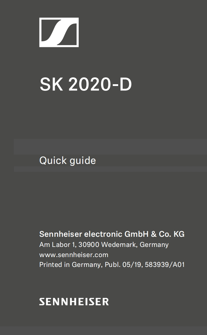 sennheiserSK2020D操作说明书手册