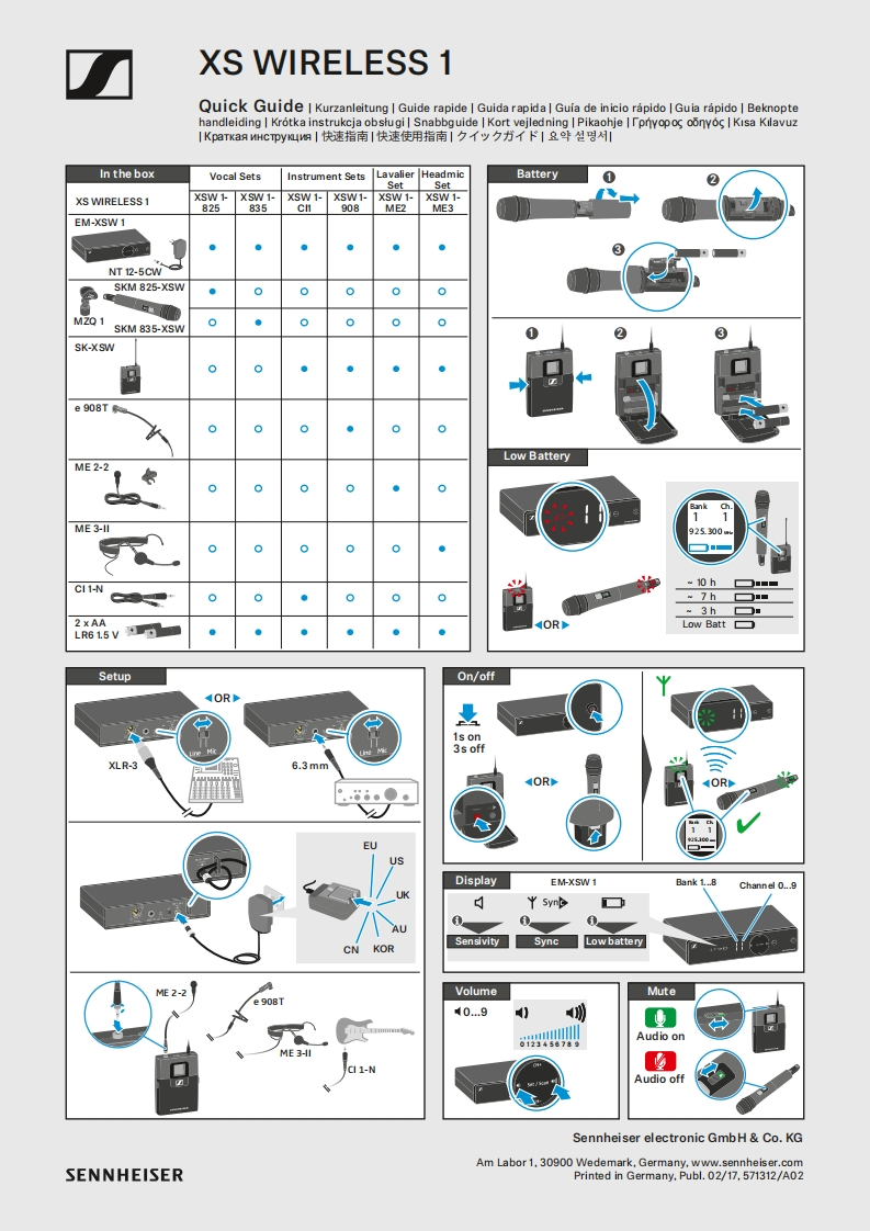 sennheiserXSW1操作说明书手册