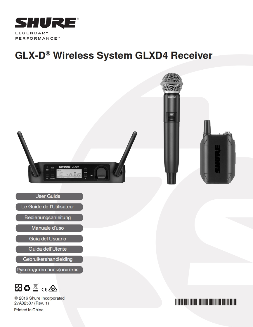 shureGLXD4操作说明书手册