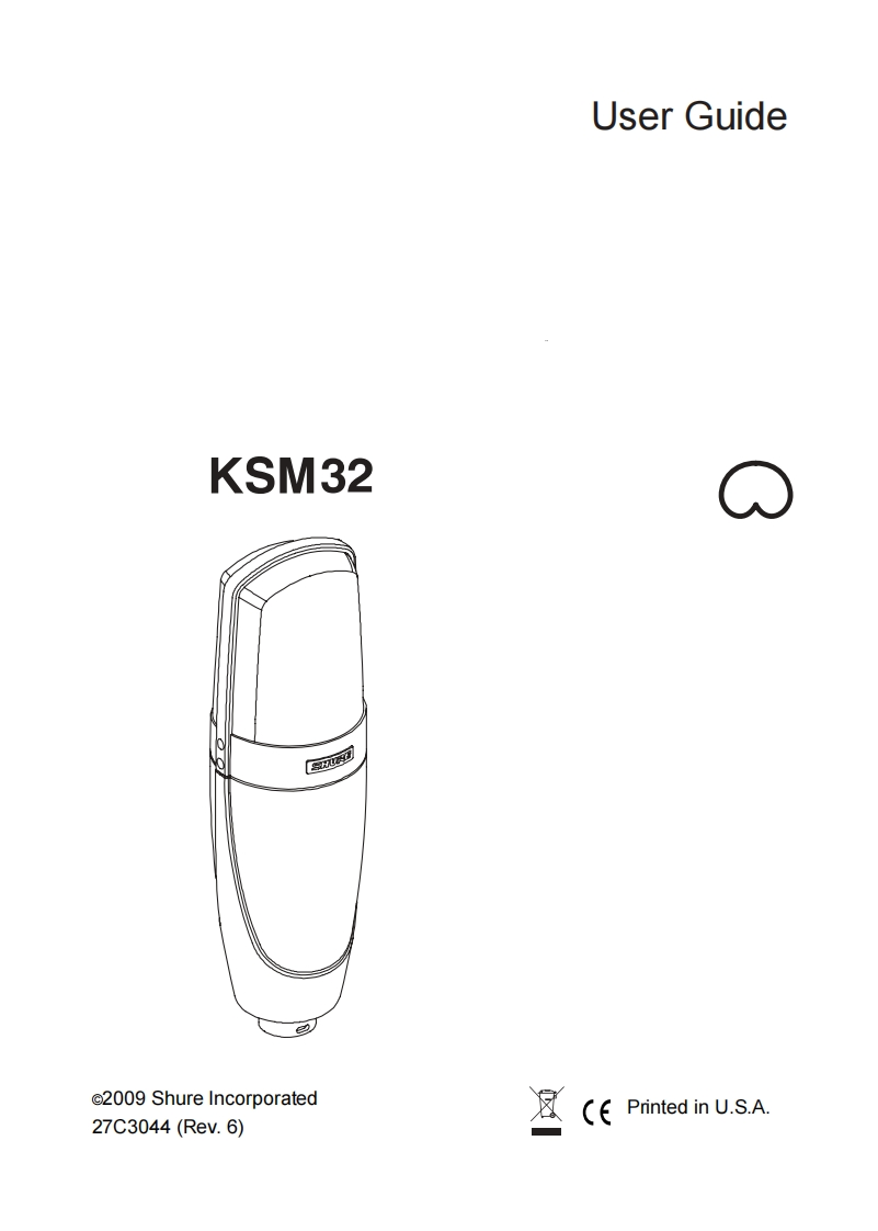 shureKSM32操作说明书手册