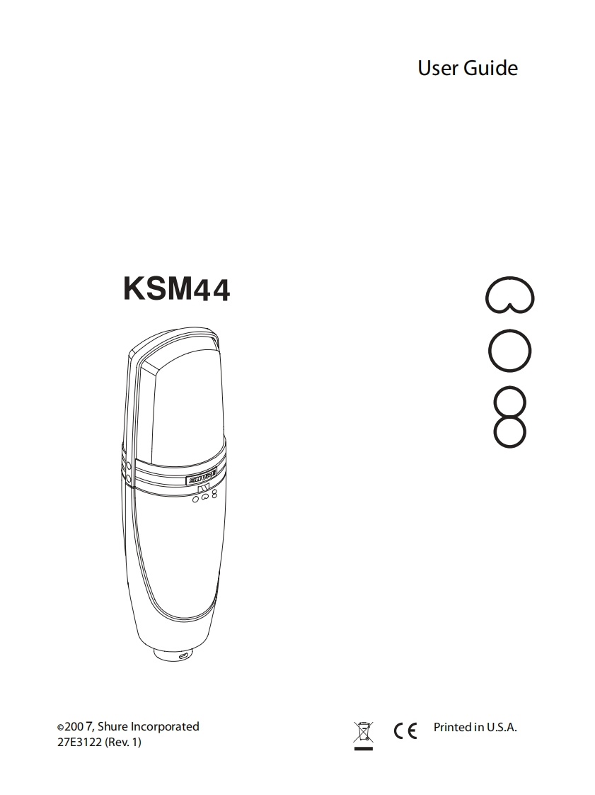 shureKSM44操作说明书手册