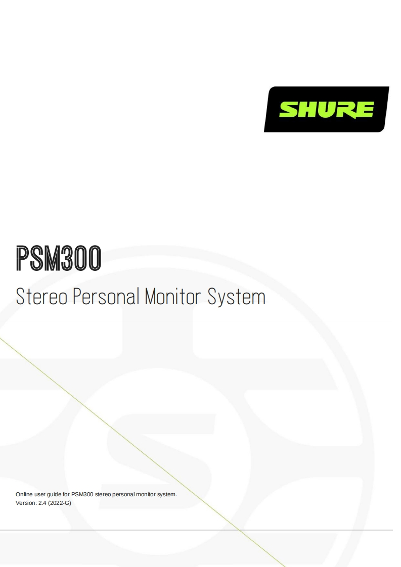 shurePSM300操作说明书手册