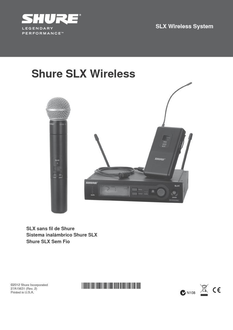 shureSLX操作说明书手册