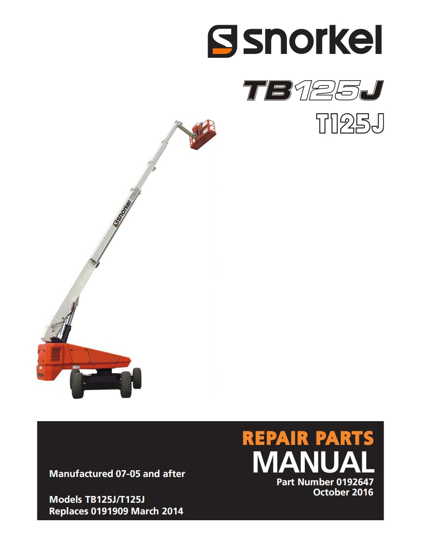 snorkel-tb125j维修与零部件说明书手册