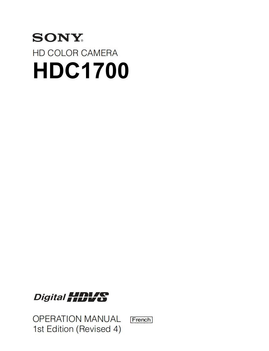 sony-hdc-1700-camera-manuel使用说明书手册