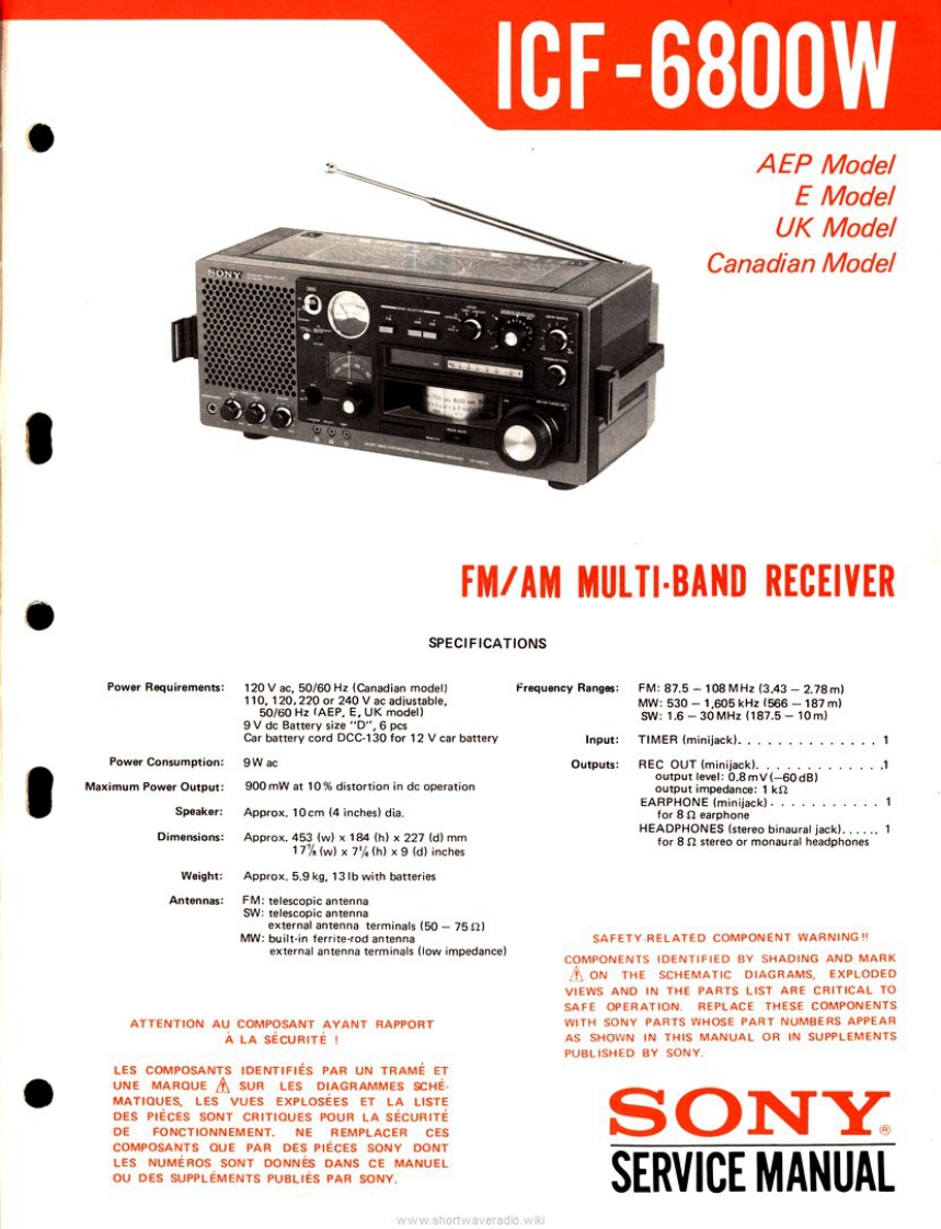 sony-icf-6800w-维修说明书手册-1978