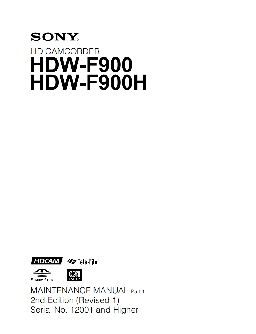 sony_HDW-F900_maint使用说明书手册