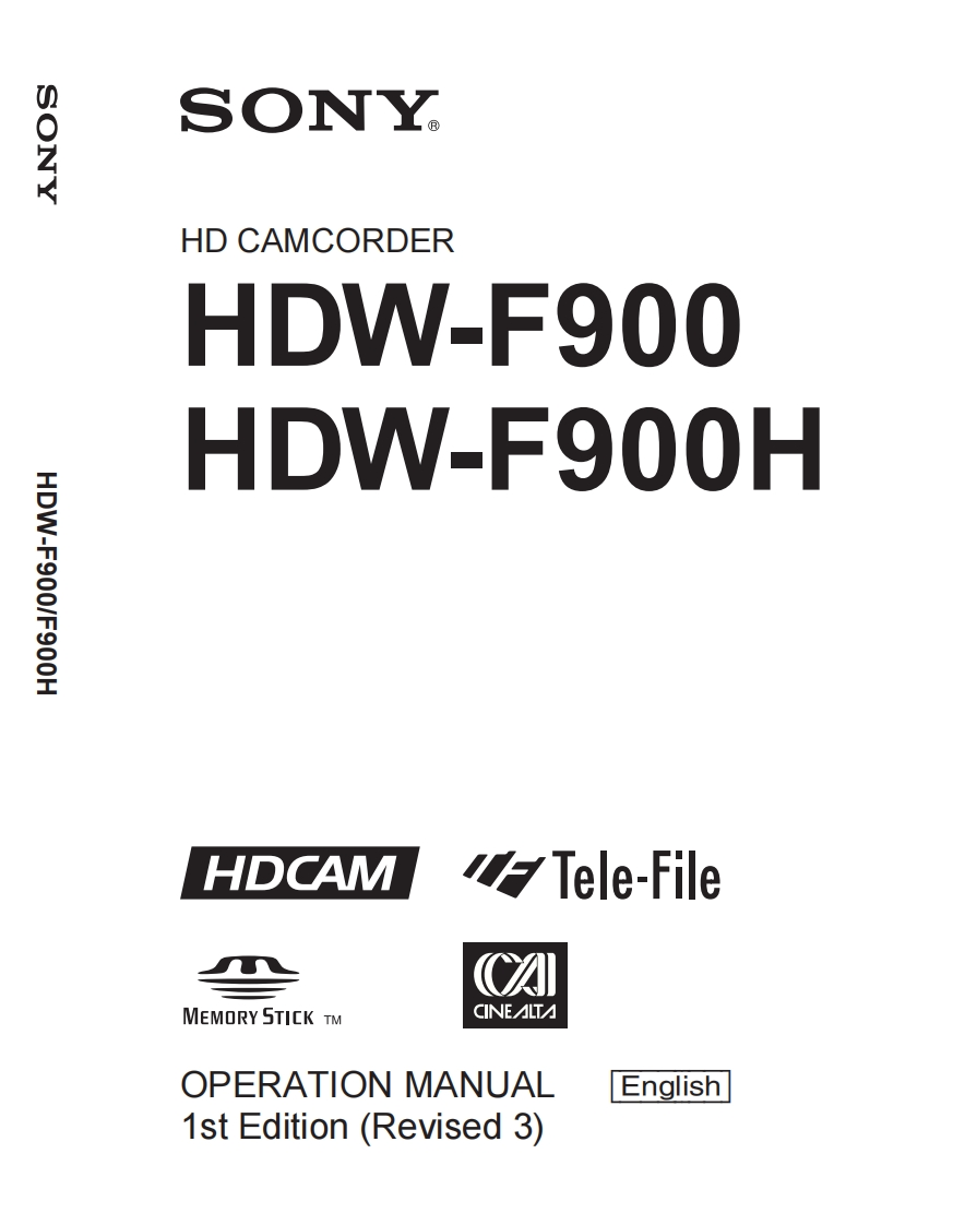sony_HDW-F900使用说明书手册