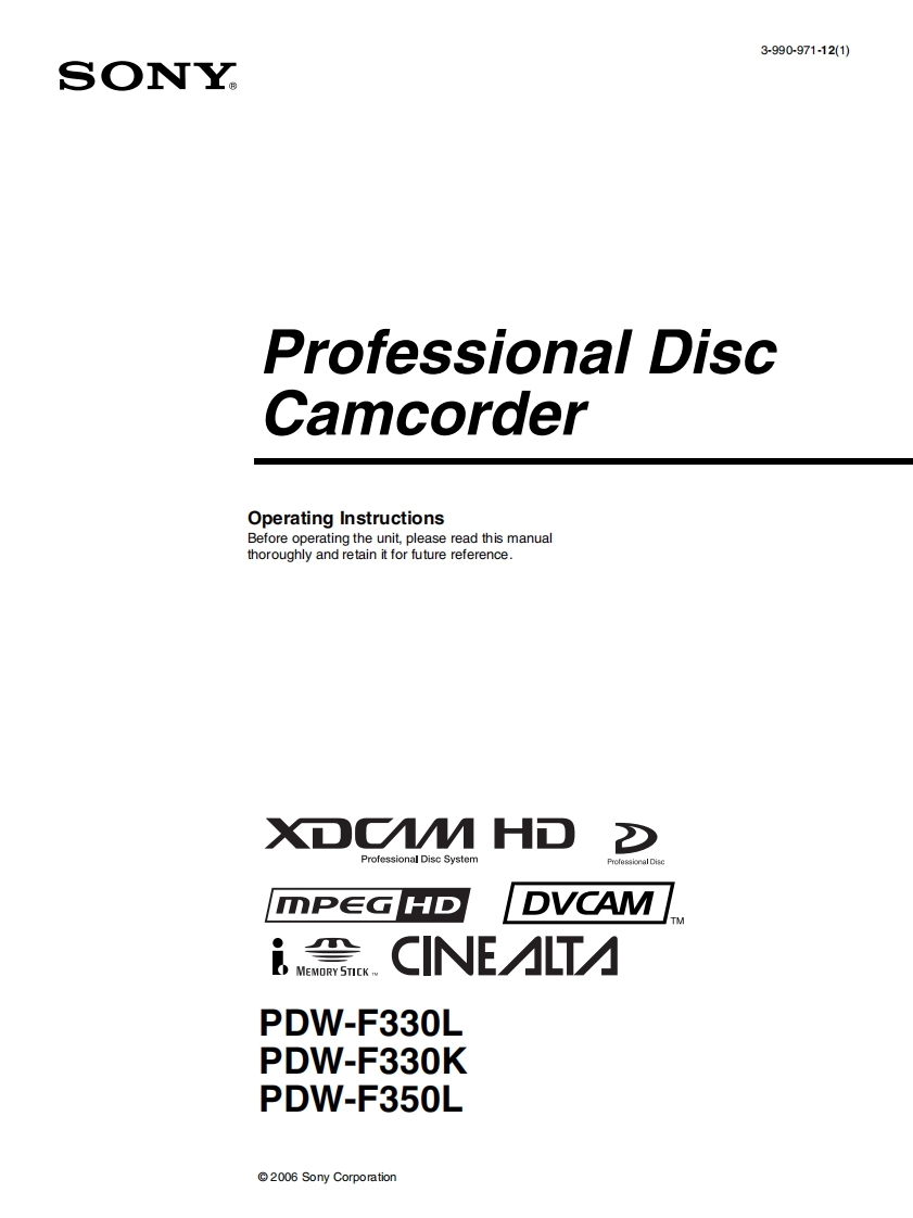 sony_PDW-F350使用说明书手册