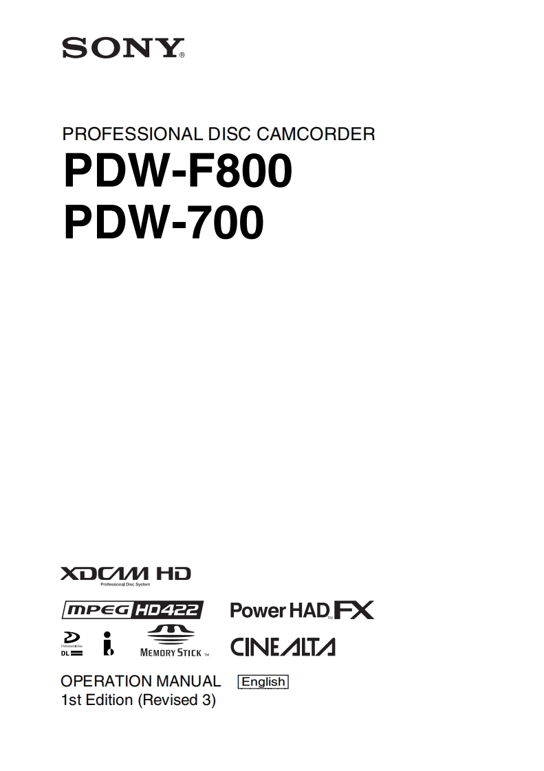 sony_PDW-F800manual_E使用说明书手册