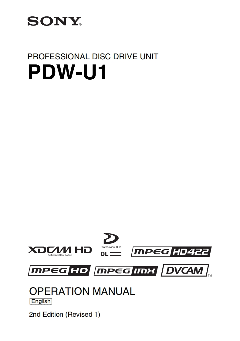 sony_PDW-U1使用说明书手册