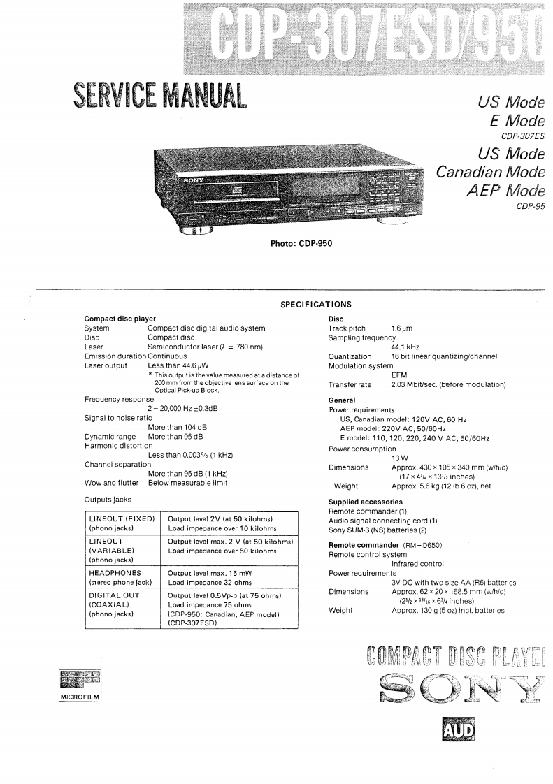 sony_cdp-307esd_cdp-950_sm维修电器原理图手册