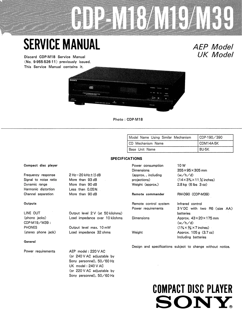 sonycdp-m18m19m39维修电器原理图