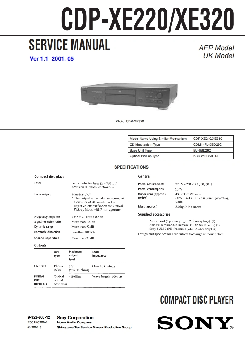 sonycdpxe220_xe320sm维修电器原理图