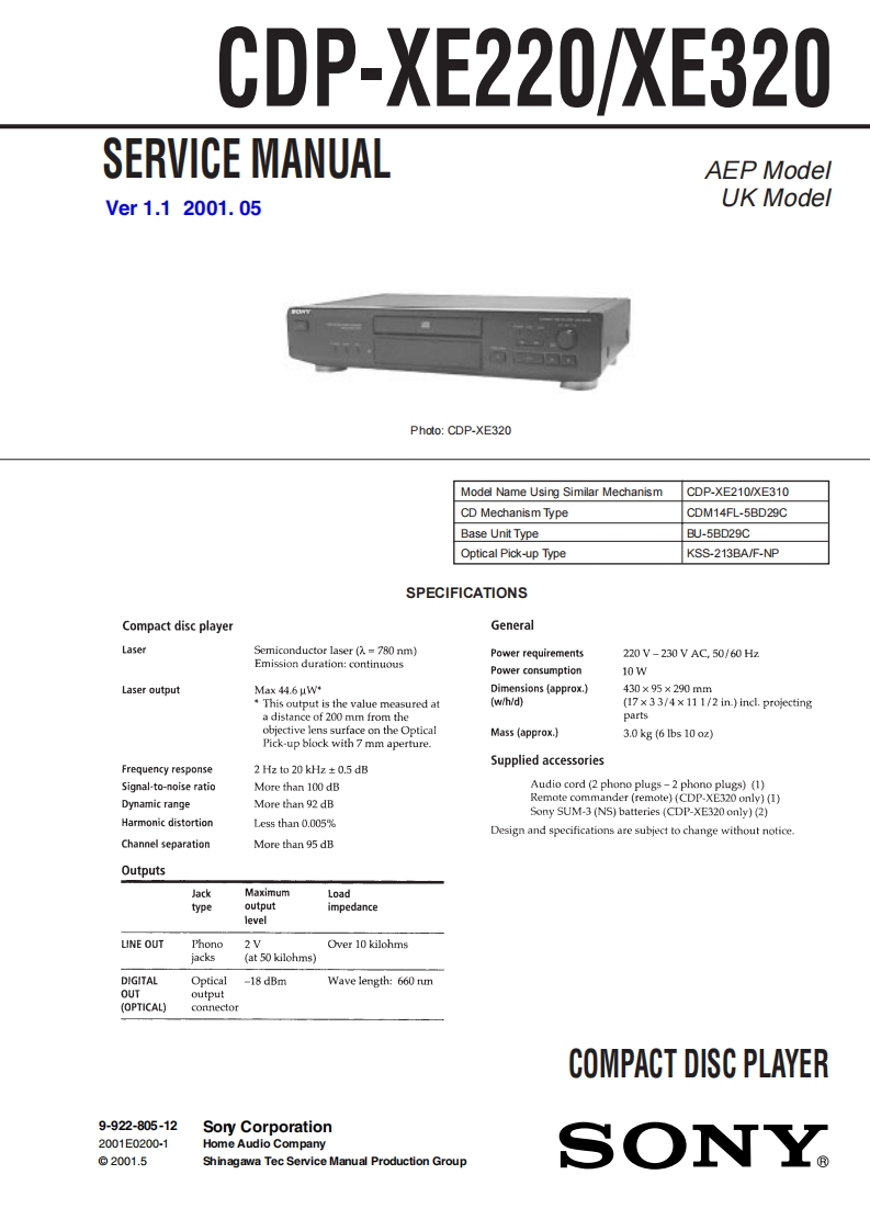 sonycdpxe220_xe320sm维修电器原理图